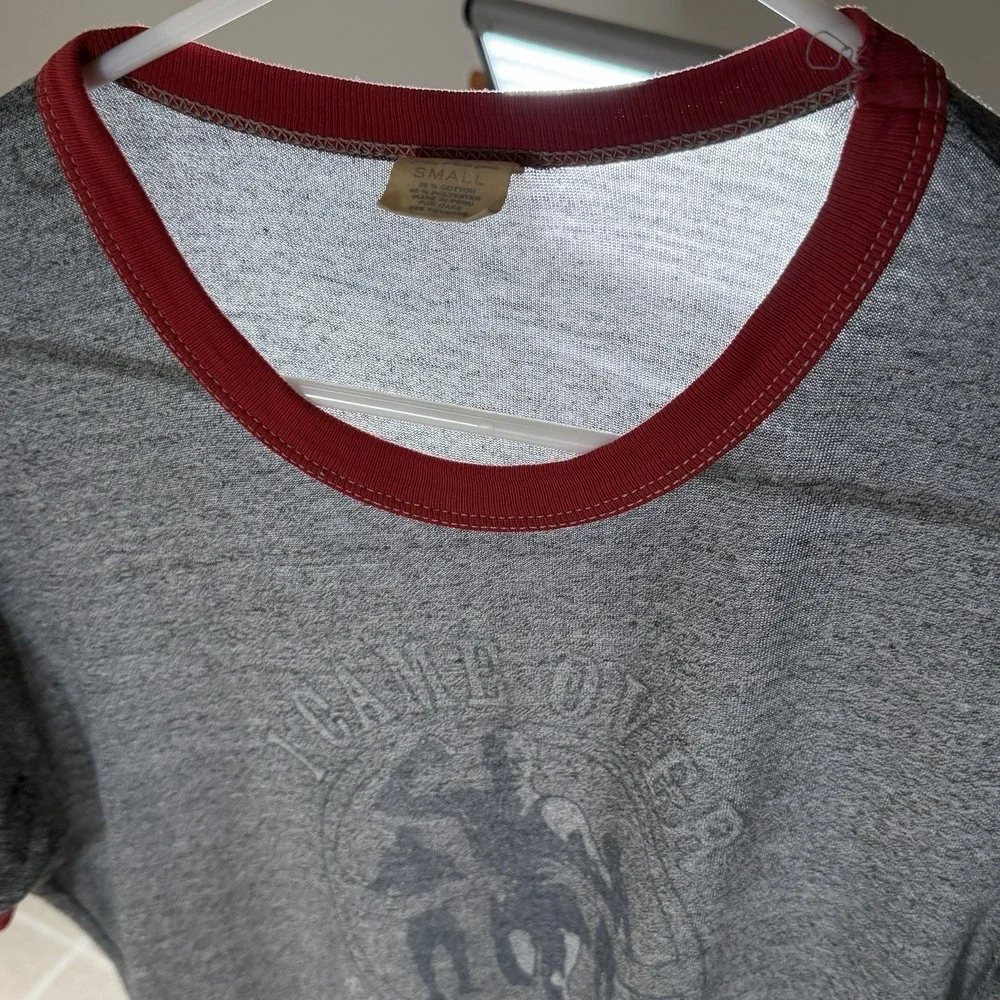 Vintage 90s Abercrombie And Fitch Ringer T Shirt Size Small Red Rover Paper Thin